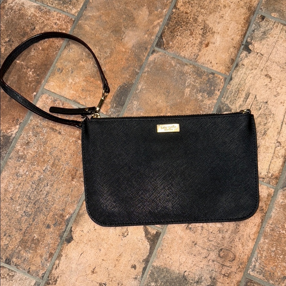 Kate Spade Black Clutch with Gold Accents